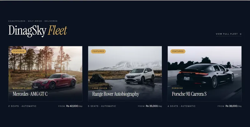 DinagSky Fleet: Mercedes-AMG GT C, Range Rover Autobiography and Porsche 911 Carrera S with daily prices