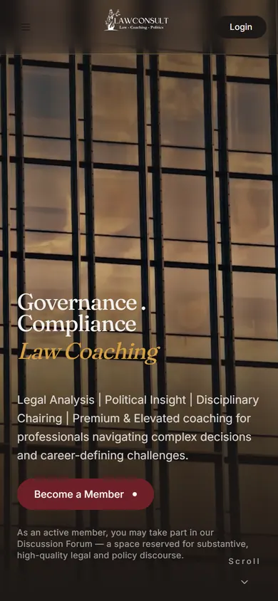 LawConsult Mauritius homepage on a phone