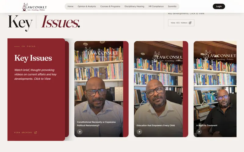 LawConsult Key Issues section with short commentary videos